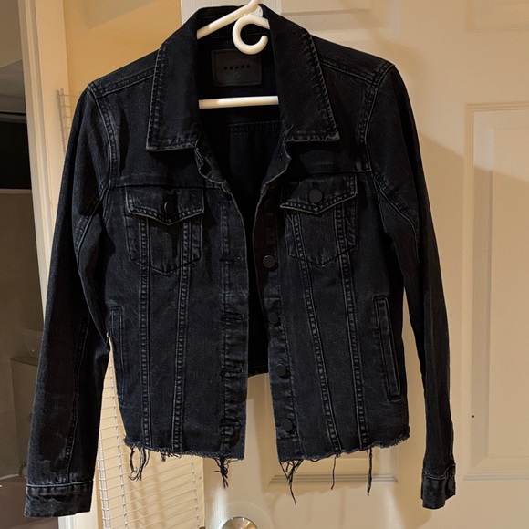 Blank NYC Jackets & Blazers - Blank NYC Black Distressed Cropped Denim Jacket